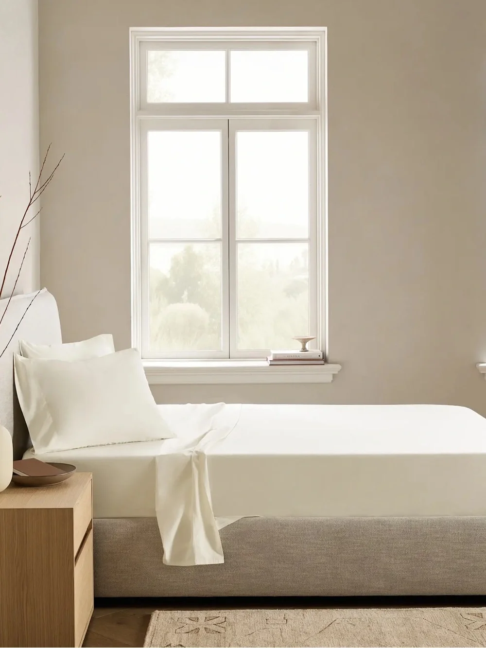 QUINCE Organic Percale Flat Sheet King Ivory 9064